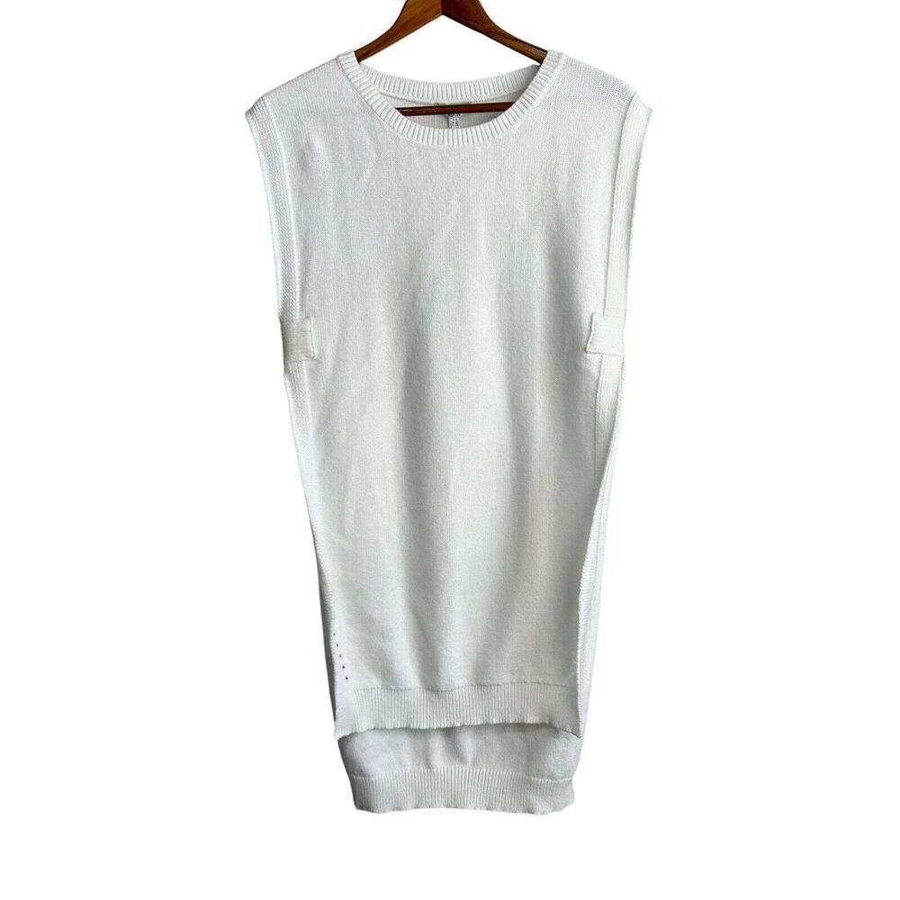ASILIO Sweater Vest Womens 6 Snow White Knit Tunic High Low Trigger Warning New
